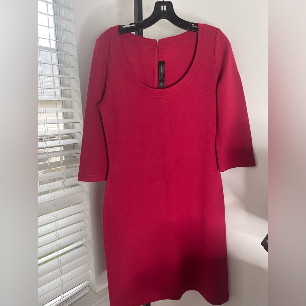 St. John Raspberry Red Scoop Neck Sheath Dress